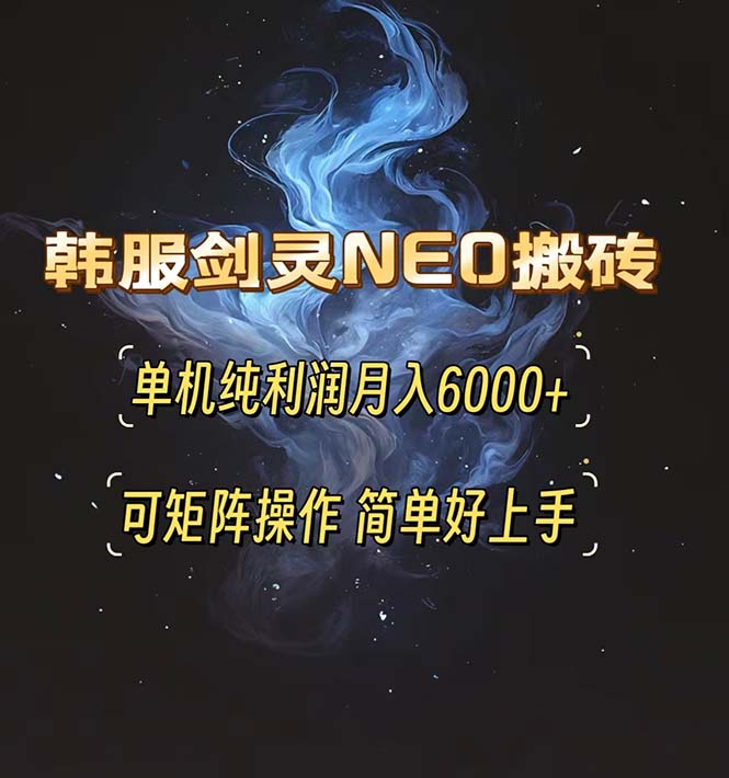 韩服剑灵NEO搬砖攻略，单机纯利润月入6000+ 可矩阵操作，简单好上手。-副业网