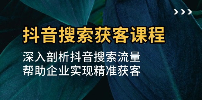 抖音搜索获客课程：深入剖析抖音搜索流量，帮助企业实现精准获客-副业网