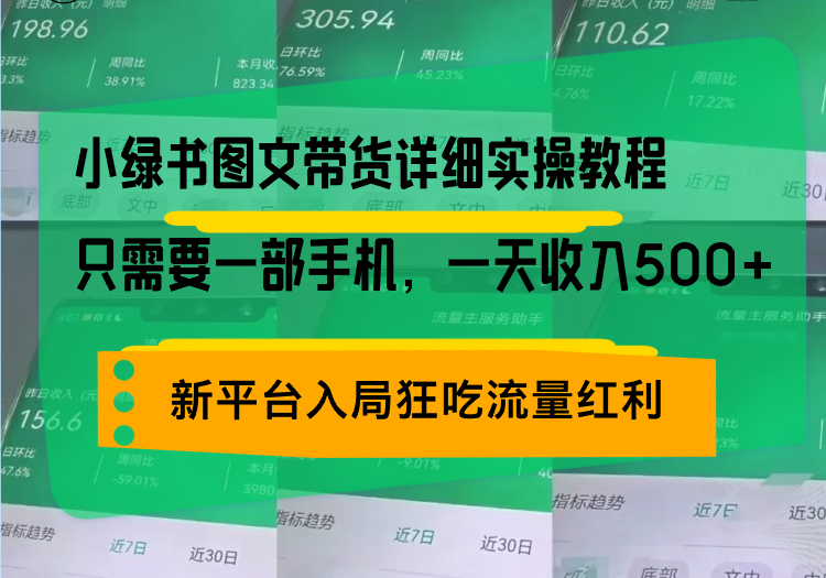 小绿书图文带货详细实操教程，只需要一部手机，一天收入500+，轻松变现-副业网