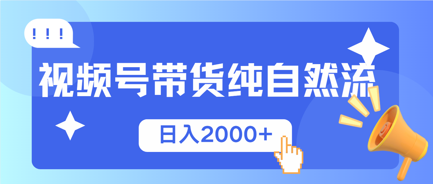 视频号带货，纯自然流，起号简单，爆率高轻松日入2000+-副业网