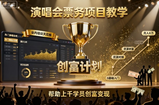 演唱会票务项目教学，业内培训天花板，帮助上千学员创富变现-副业网