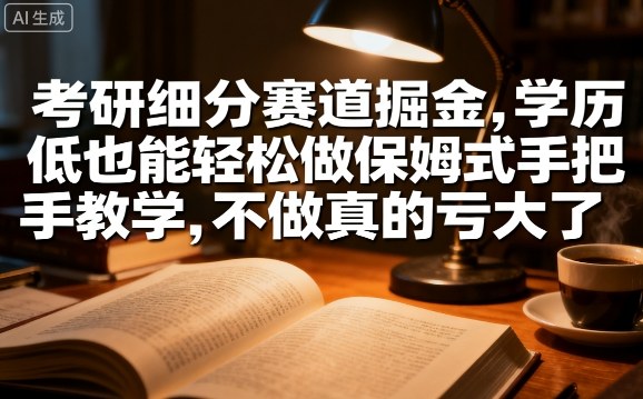 考研细分赛道掘金，日入1k+，学历低也能轻松做保姆式手把手教学，不做真的亏大了【揭秘】-副业网