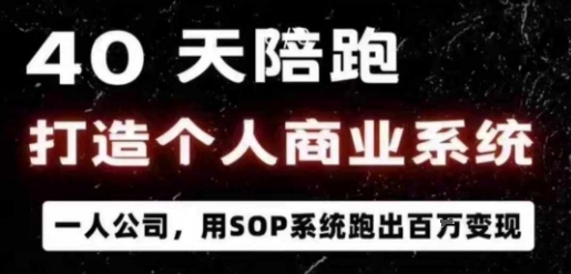40天陪跑打造个人商业系统，一人公司，用SOP系统跑出百W变现-副业网