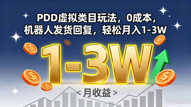 PDD虚拟类目玩法，0成本，机器人发货回复，轻松月入1-3W-副业网