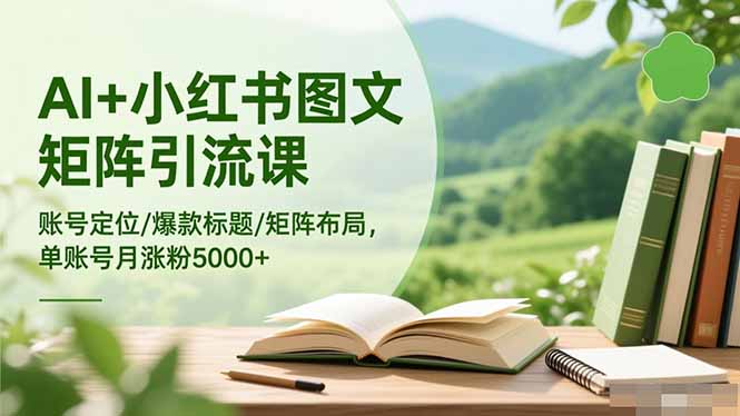 AI+小红书图文矩阵引流课：账号定位/爆款标题/矩阵布局/单账号月涨粉5000+-副业网