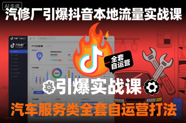 汽修厂引爆抖音本地流量实战课，汽车服务类全套自运营打法-副业网