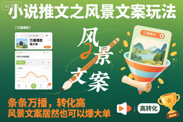 小说推文之风景文案玩法，条条万播，转化高，风景文案居然也可以爆大单！-副业网