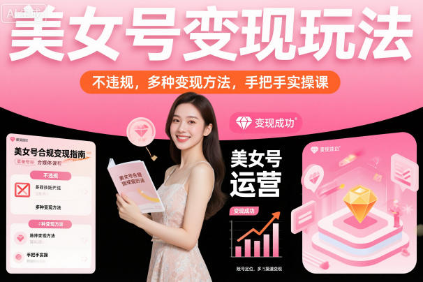 美女号变现玩法，不违规，多种变现方法，手把手实操课-副业网