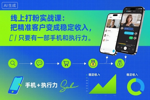 线上打粉实战课：把精准客户变成稳定收入，只要有一部手机和执行力-副业网