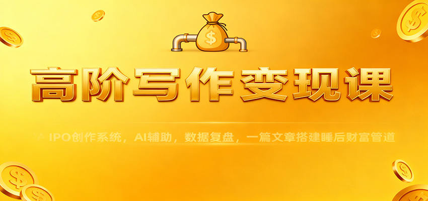 高阶写作变现课：IPO创作系统，AI辅助，数据复盘，一篇文章搭建睡后财富管道-副业网