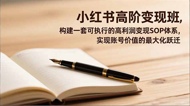 小红书高阶变现班，构建一套可执行的高利润变现SOP体系，实现账号价值的最大化跃迁-副业网