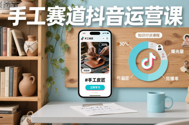 手工赛道抖音运营课，手工赛道流量运营-副业网