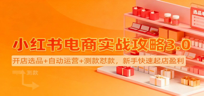 小红书电商实战攻略3.0：开店选品+自动运营+测款怼款，新手快速起店盈利-副业网