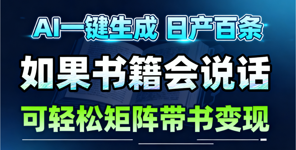 AI书籍会说话，轻松带书变现，月入3W+-副业网