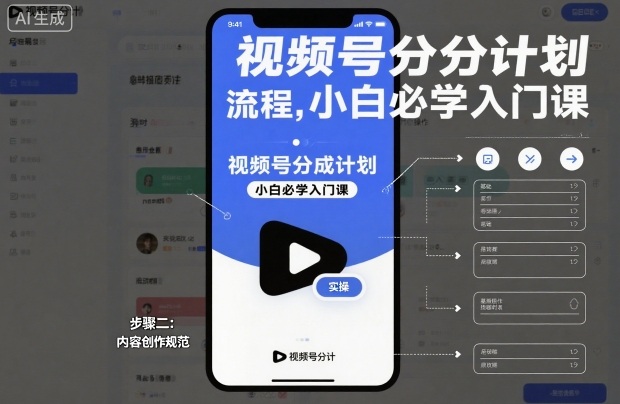 视频号分成计划实操流程，小白必学入门课-副业网