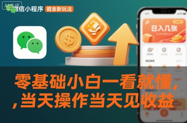 微信小程序掘金新玩法，日入几张，零基础小白一看就懂，当天操作当天见收益【揭秘】-副业网