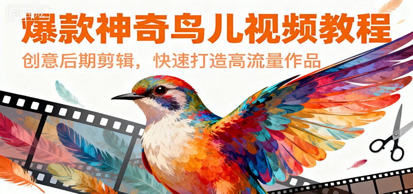爆款神奇鸟儿视频教程，创意后期剪辑，快速打造高流量作品-副业网