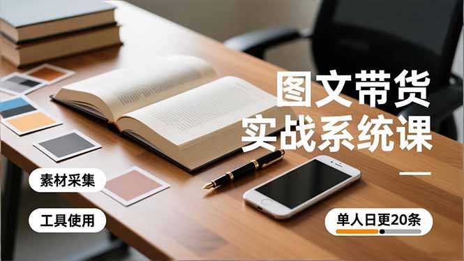 图文带货实战系统课，工具使用、素材采集、防同质化，单人日更20条月入3w+-副业网