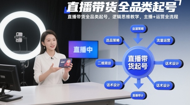 直播带货全品类起号，逻辑思维教学，主播+运营全流程-副业网