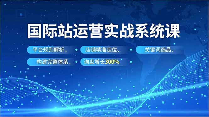 国际站运营实战系统课，平台规则解析、店铺精准定位、关键词选品，构建完整体系询盘增长300%-副业网