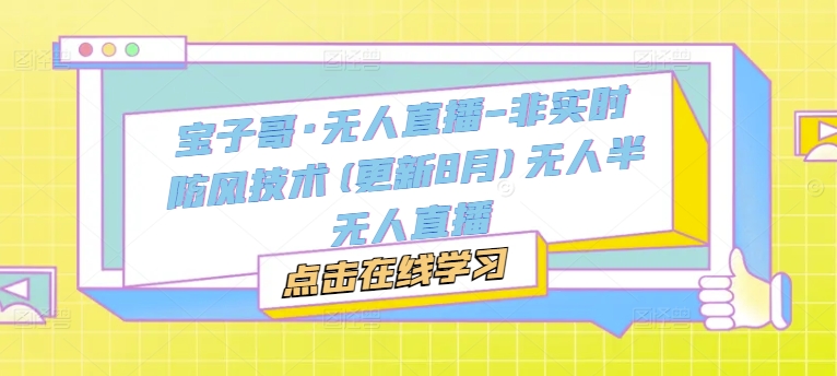 宝子哥·无人直播-非实时防风技术(更新25年12月)无人半无人直播-副业网