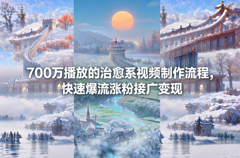 700万播放的治愈系视频制作流程，快速爆流涨粉接广变现-副业网