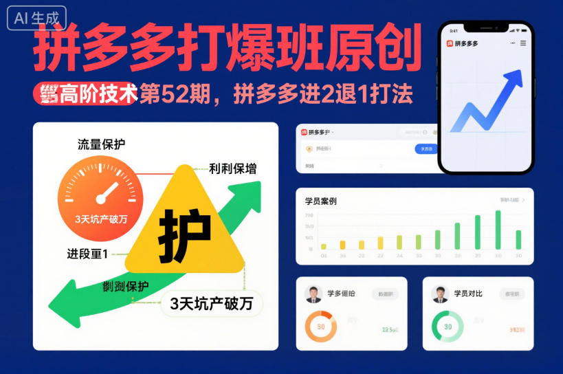 拼多多打爆班原创高阶技术第52期，拼多多进2退1打法-副业网