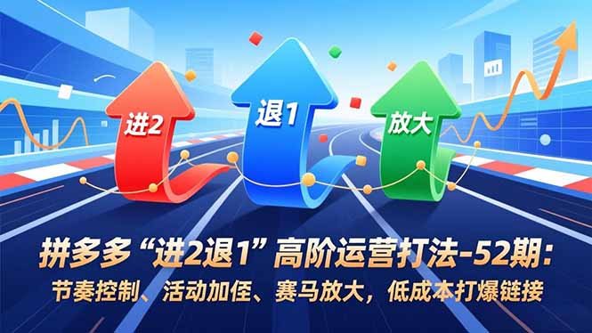 拼多多“进2退1”高阶运营打法-52期：节奏控制、活动加权、赛马放大，低成本打爆链接-副业网