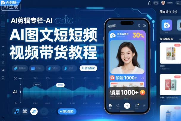 AI剪辑专栏-AI图文短视频带货教程-副业网