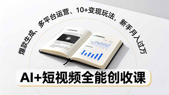 AI+短视频全能创收课，爆款生成、多平台运营、10+变现玩法，新手月入过万-副业网
