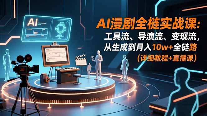 AI漫剧全栈实战课：工具流、导演流、变现流，从生成到月入10w+全链路 (详细教程+直播课-副业网