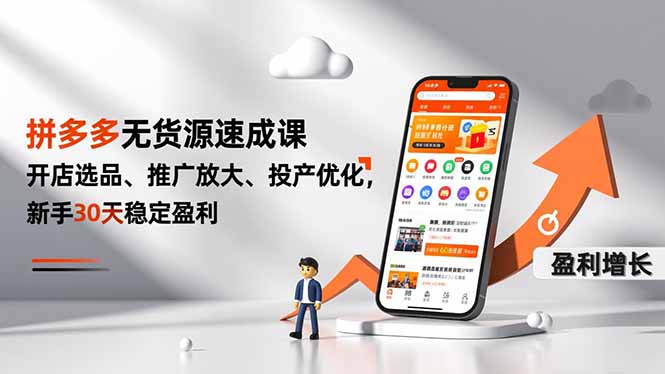 拼多多无货源速成课，开店选品、推广放大、投产优化，新手30天稳定盈利-副业网