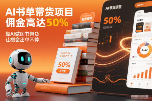 AI书单带货项目，佣金高达50%，靠AI做图书带货，让橱窗出单不停，轻松月入1W-副业网