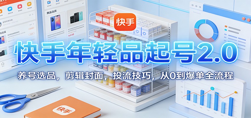 快手年轻品起号2.0：养号选品，剪辑封面，投流技巧，从0到爆单全流程-副业网