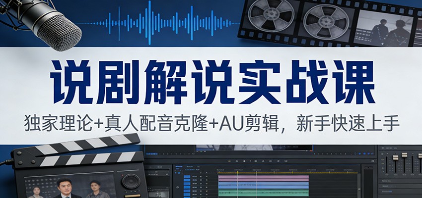 说剧解说实战课：独家理论+真人配音克隆+AU剪辑，新手快速上手-副业网
