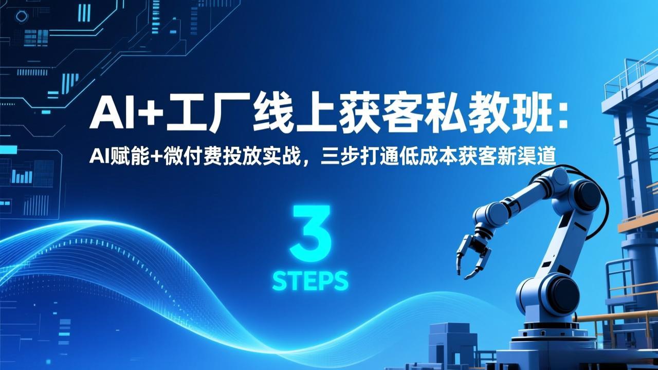 AI+工厂线上获客私教班：AI赋能+微付费投放实战，三步打通低成本获客新渠道-副业网