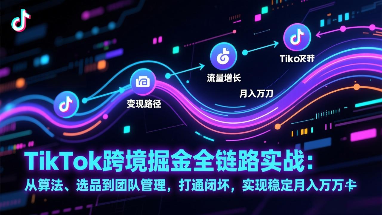 TikTok跨境掘金全链路实战：从算法、选品到团队管理，打通闭环，实现稳定月入万刀-副业网