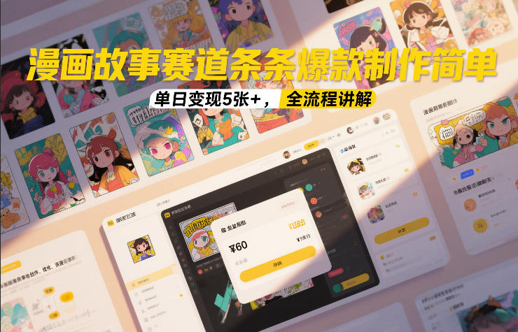 漫画故事赛道条条爆款制作简单，单日变现5张+，全流程讲解-副业网