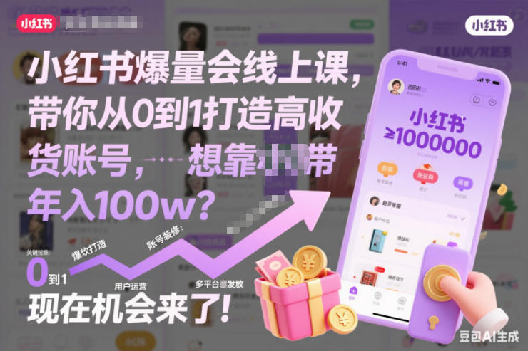 小红书爆量会线上课，带你从0到1打造高收益带货账号，想靠小红书带货年入100w？现在机会来了！(更新)-副业网