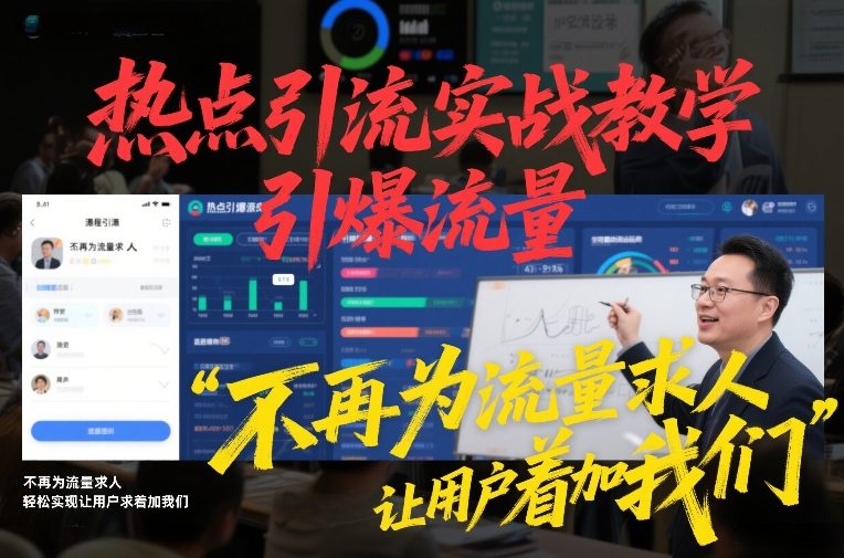 热点引流实战教学，引爆流量，不再为流量求人，轻松实现让用户求着加我们-副业网