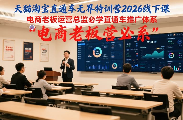 天猫淘宝直通车无界特训营2026线下课，电商老板运营总监必学直通车推广体系-副业网
