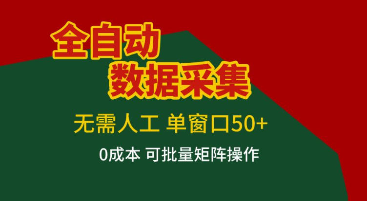 全自动数据采集，无需人工，单窗口50+，0成本可批量矩阵操作【揭秘】-副业网