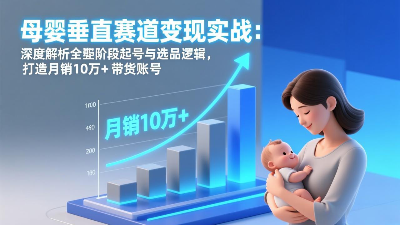 母婴垂直赛道变现实战：深度解析三大阶段起号与选品逻辑，打造月销10万+带货账号-副业网
