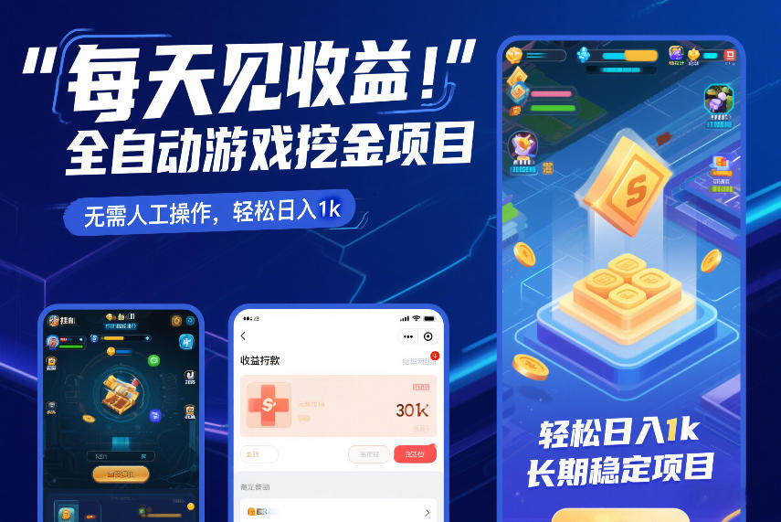 每天见收益，全自动游戏挖金项目，无需人工操作，轻松日入1k，长期稳定项目【揭秘】-副业网