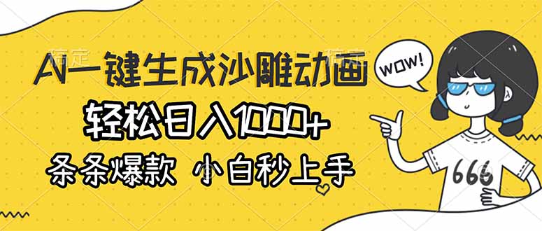 AI一键生成沙雕动画，轻松日入1000+，条条爆款，小白秒上手-副业网