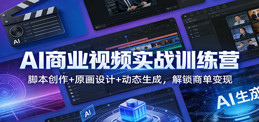 AI商业视频实战训练营：脚本创作+原画设计+动态生成，解锁商单变现-副业网