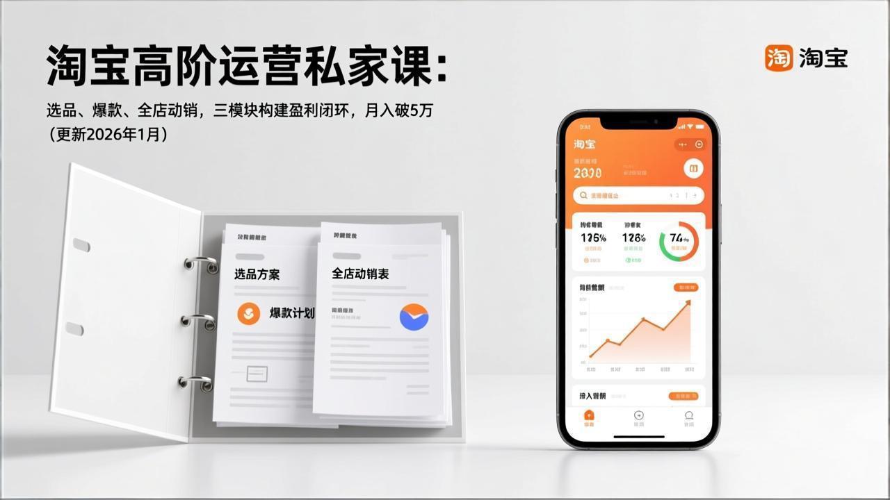 淘宝高阶运营私家课：选品、爆款、全店动销，三模块构建盈利闭环，月入破5万(更新26年1月-副业网