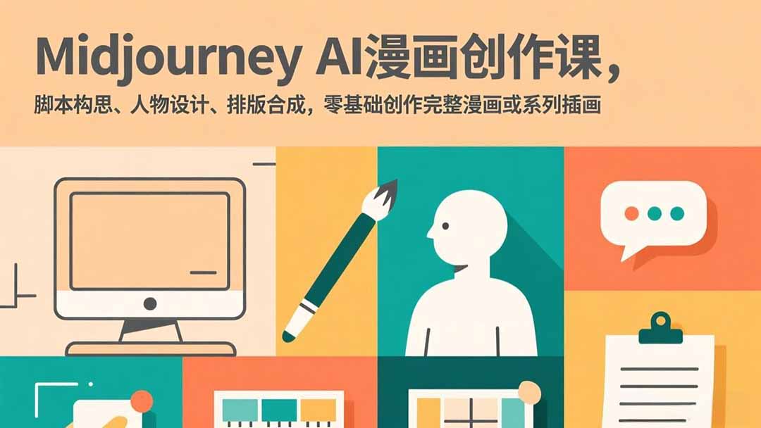 Midjourney AI漫画创作课，脚本构思、人物设计、排版合成，零基础创作完整漫画或系列插画-副业网