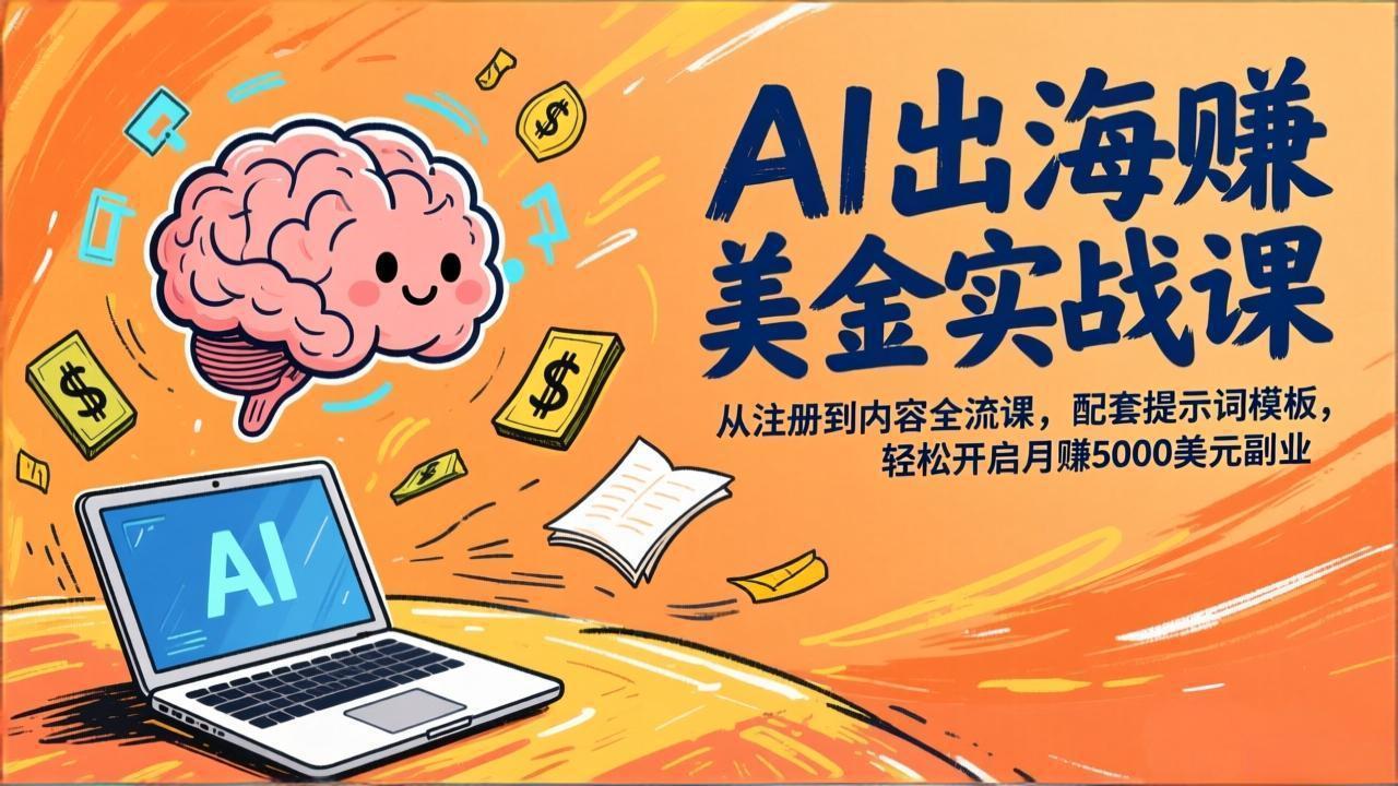 AI出海赚美金实战课，从注册到内容全流程，配套提示词模板，轻松开启月赚5000美元副业-副业网