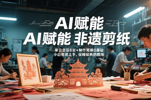 AI赋能非遗剪纸，地标性建筑爆款视频，单日变现8张+制作简单0基础，小白容易上手，保姆级拆解教程-副业网